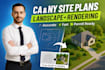 design plot plan, property map, site plan, landscape design and rendering ca, ny