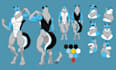 do reference sheet character design character sheet anime furry, vtuber, fursona