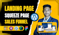 build wordpress landing page, elementor landing page or sales funnel design