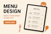 design a professional restaurant menu with a modern layout