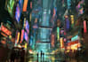 design a cyberpunk futuristic city art