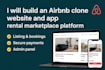 build an airbnb clone website and app rental marketplace platform