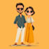 draw unique cartoon couple illustration