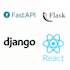 develop web apps using fast api, flask, django, and react js