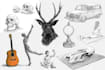 create pen and ink still life drawings and object illustrations