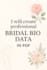 create professional bridal bio data in PDF