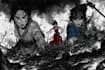 draw characters fighting in dark manga style