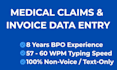 do professional medical claims and invoice data entry verification