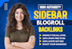 make high da DR sidebar blogroll homepage dofollow backlinks