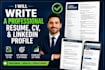 write a professional resume, CV, and linkedin profile