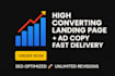 high converting  page landing page, ad copy, fast delivery