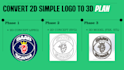 convert 2d simple logo to 3d