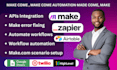 fix make com automation errors, set up powerful workflows in make com