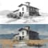 sketch landscape, house or building