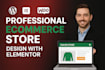create a wordpress ecommerce website design with elementor