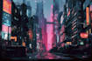 do a cyberpunk futuristic city