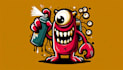 design spray paint monster cartoon logo with express delivery