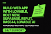 build web app with lovable,boit new, supabase, replit base44 lovable ai