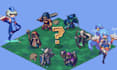 pixel art character, 8bit, pixel sprite sheet, direction sprite, pixel animation