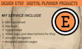 design etsy  digital planner products hyperlinked planner etsy seo