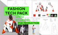 create detailed fashion tech pack with 3d modeling
