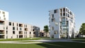 rebuild 3d modern residential building, facade, exterior layout,landscape render