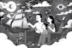 draw illustrations in black and white, characters, objects,