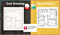 convert hand sketch, PDF or image to cad drawings
