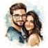 draw a couple portrait, wedding illustration