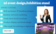 create 3d event design, exhibition stand and trade show booth mockups