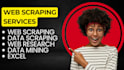 do data mining, web scraping, excel