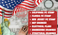 california fl tx nj pe stamp electrical mep plan structural engineering drawings