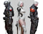 design futuristic sci fi mecha robots and pilots cyberpunk