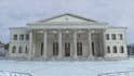 redesign 3d snowy temple,greek revival,pillared facade,historic house,cgi render