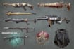 design creative concept art of weapons and items