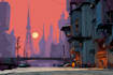 do cyberpunk futuristic city art