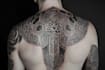 do black and white geometric custom tattoo