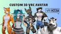 model custom vrchat , vrc avatar , vr character , furry ,vrchat avatar , vrm