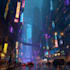 make a cyberpunk futuristic city and background