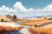 draw a natural landscape and background illustration