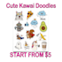 create cute kawaii custom sticker designs