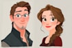 create cartoon disney couple portrait