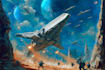illustrate a spaceship sci fi illustration