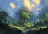 create stunning fantasy landscape, background illustration