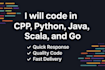 code in cpp, python, java, scala, and go language