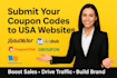manually submit your coupon codes to USA deal websites