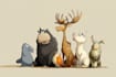 draw animals cartoon illustration