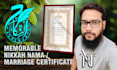 design elegant marriage certificate, nikkah nama