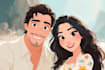 draw cartoon disney couple portrait