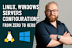 set up linux and windows servers, virtual machines